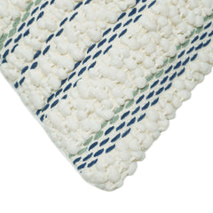 Handwoven Textured Cushion Cover 35x50 cm – Ivory White with Navy Blue Striped Pattern
