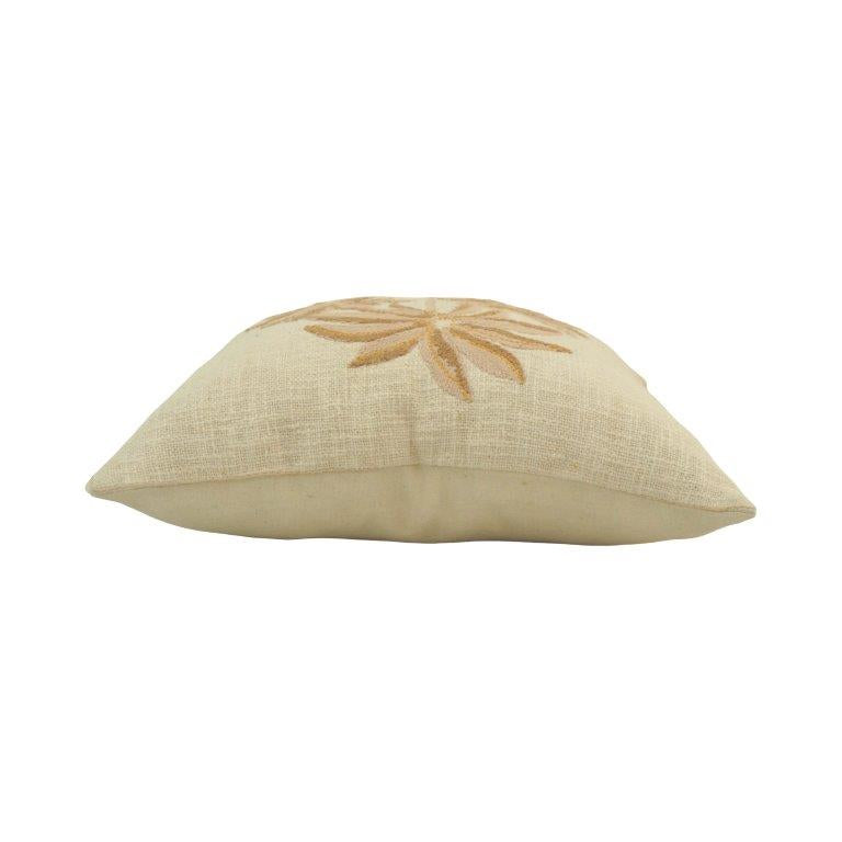 Palm Tree Embroidered Cotton Cushion Cover – Beige Tropical Decorative Pillow Cover 45x45 cm - Bulk manufacturer & supplier from Panipat, India