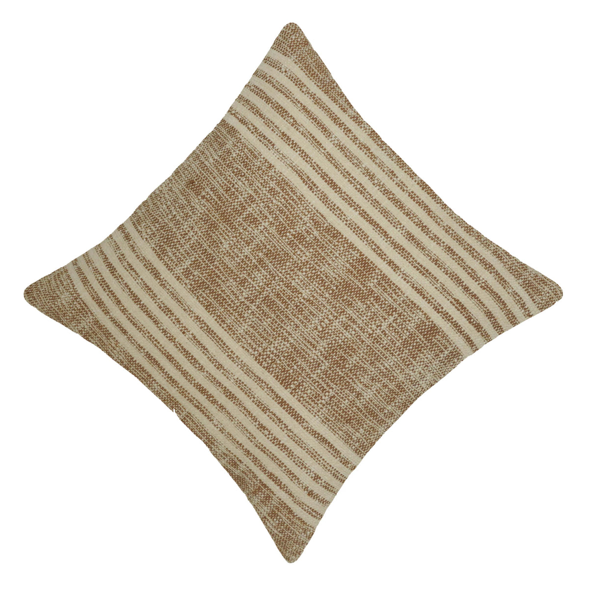 Handwoven Cotton Cushion Cover 45x45 cm | Textured Striped Woven Throw Pillow Cover | Natural Beige Decorative Cushion Cover with Concealed Zip | Boho & Modern Home Décor - Bulk manufacturer & supplier from Panipat, India