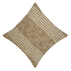Handwoven Cotton Cushion Cover 45x45 cm | Textured Striped Woven Throw Pillow Cover | Natural Beige Decorative Cushion Cover with Concealed Zip | Boho & Modern Home Décor