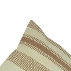 Handmade Cotton Striped Cushion Cover 45x45 cm | Beige Woven Decorative Pillow Cover | Modern Boho Home Décor