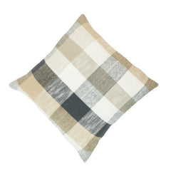 Handwoven Plaid Cotton Cushion Cover 45x45 cm | Neutral Checkered Throw Pillow Cover | Rustic Modern Home Décor