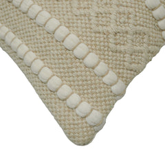Handwoven Cotton Cushion Cover 45x45 cm – Ivory Textured Striped Design | Boho Decorative Throw Pillow Cover
