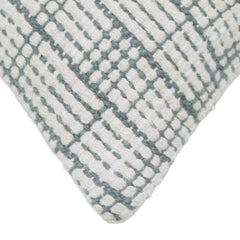 Neutral grey and ivory textured grid handwoven cushion cover 45x45 cm