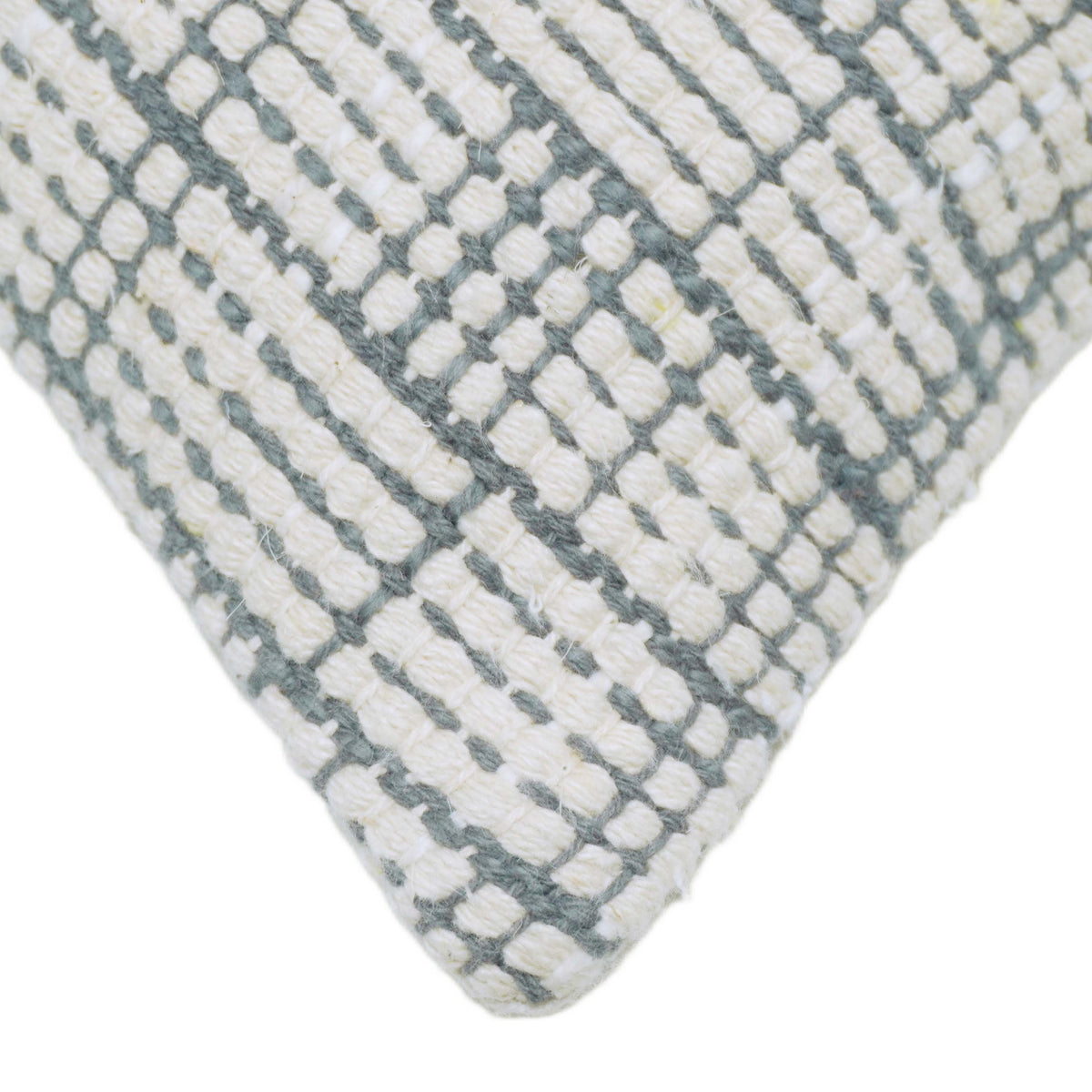 Neutral grey and ivory textured grid handwoven cushion cover 45x45 cm