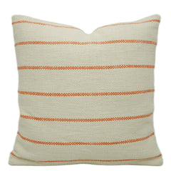 Handwoven Cotton Cushion Cover – Cream & Orange Striped 45 x 45 cm