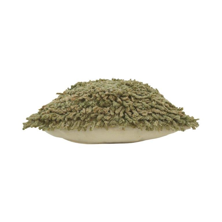 Olive Green Shaggy Polyester Cushion Cover | Textured Loop Pile Throw Pillow Cover | 45 x 45 cm - Bulk manufacturer & supplier from Panipat, India