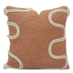 Handcrafted Embroidered Cotton Cushion Cover with Textured Rope Detailing – 45 x 45 cm