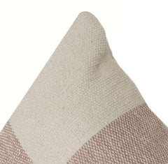 Handgewebter Kissenbezug aus Baumwolle mit Karomuster | Neutrales Beige & Altrosa Karodesign | 45x45 cm Dekokissenbezug
