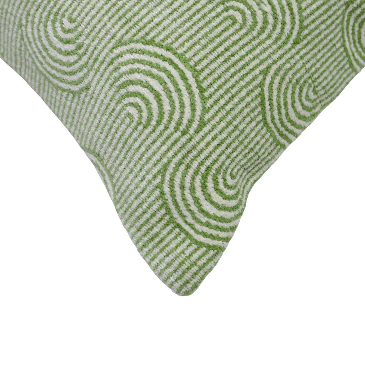Modern Green Geometric Jacquard Cushion Cover 45x45 cm | Premium Cotton Woven Decorative Throw Pillow Cover with Concealed Zipper