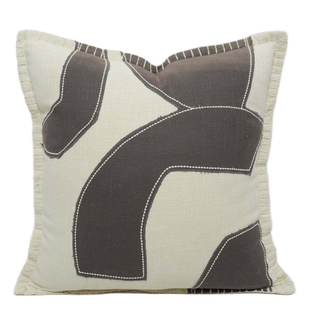 Patchwork Cushion Cover 45x45 cm | Abstract Geometric Design with Ruffled Border