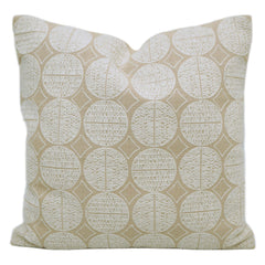 Machine Embroidered Cushion Cover 45x45 cm – Beige & White Geometric Circle Pattern