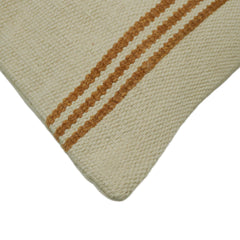 Handwoven Beige & Rust Striped Cushion Cover – 35 x 50 cm | Textured Boho Accent Pillow Cover