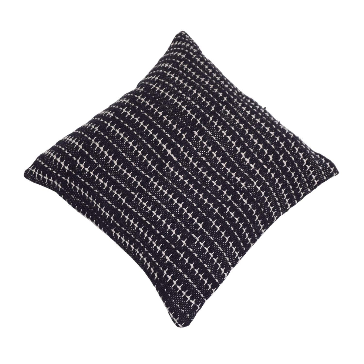 Handwoven Black & White Cotton Cushion Cover 45x45 cm | Artisan Handmade Textured Throw Pillow Cover | Modern Boho Home Décor - Bulk manufacturer & supplier from Panipat, India