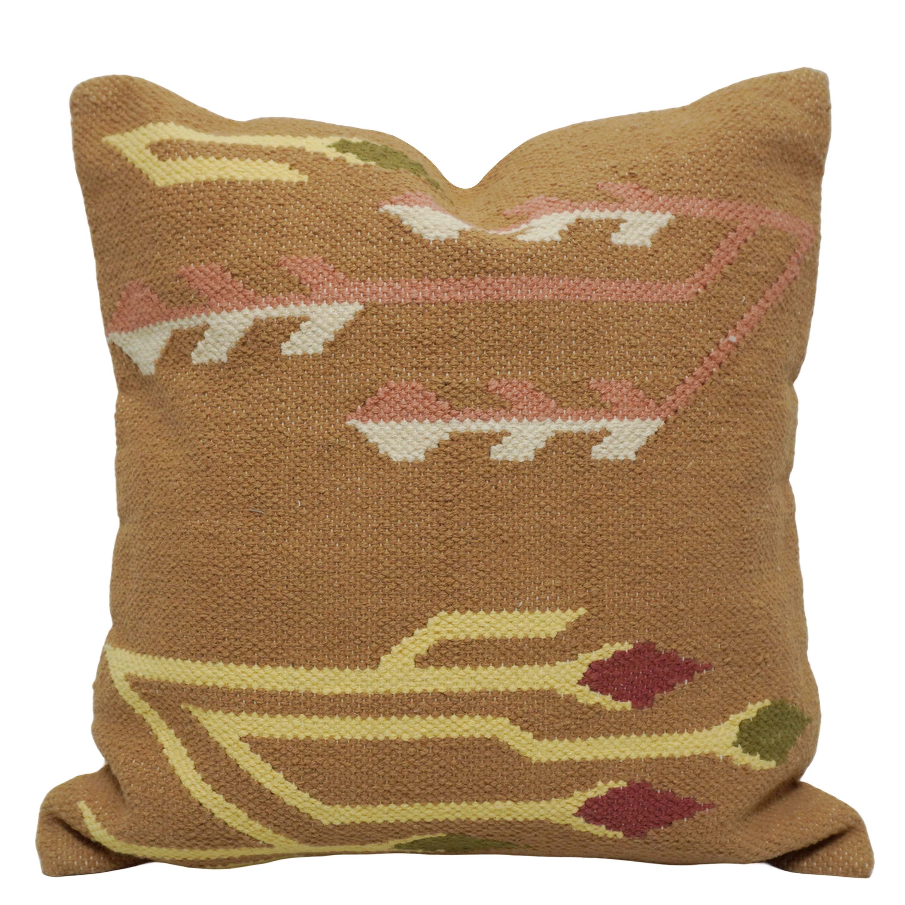 Handwoven Cotton Cushion Cover 45x45 cm | Tribal Geometric Woven Throw Pillow Cover | Artisan Decorative Cushion Cover with Concealed Zip | Boho Home Décor