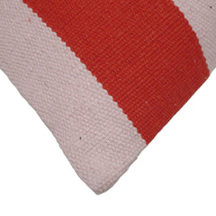 Handwoven Cotton Cushion Cover 45x45 cm | Modern Striped Woven Throw Pillow Cover | Soft Decorative Cushion Cover with Concealed Zipper | Rust, Ivory & Grey