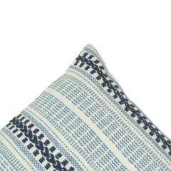 Handmade Cotton Woven Stripe Cushion Cover 45x45 cm | Blue & Ivory Textured Decorative Pillow Cover