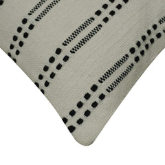 Handwoven Cotton Cushion Cover 45x45 cm | Black & Ivory Woven Striped Throw Pillow Cover | Modern Boho Decorative Cushion Cover | Hidden Zip | 18x18 Inch