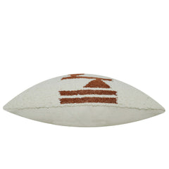 Handwoven Cream & Rust Geometric Cushion Cover – 45 x 45 cm | Textured Boho Accent Pillow Cover