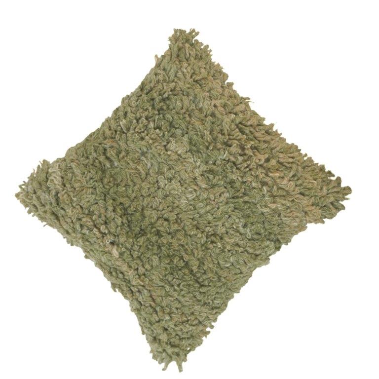 Olive Green Shaggy Polyester Cushion Cover | Textured Loop Pile Throw Pillow Cover | 45 x 45 cm - Bulk manufacturer & supplier from Panipat, India