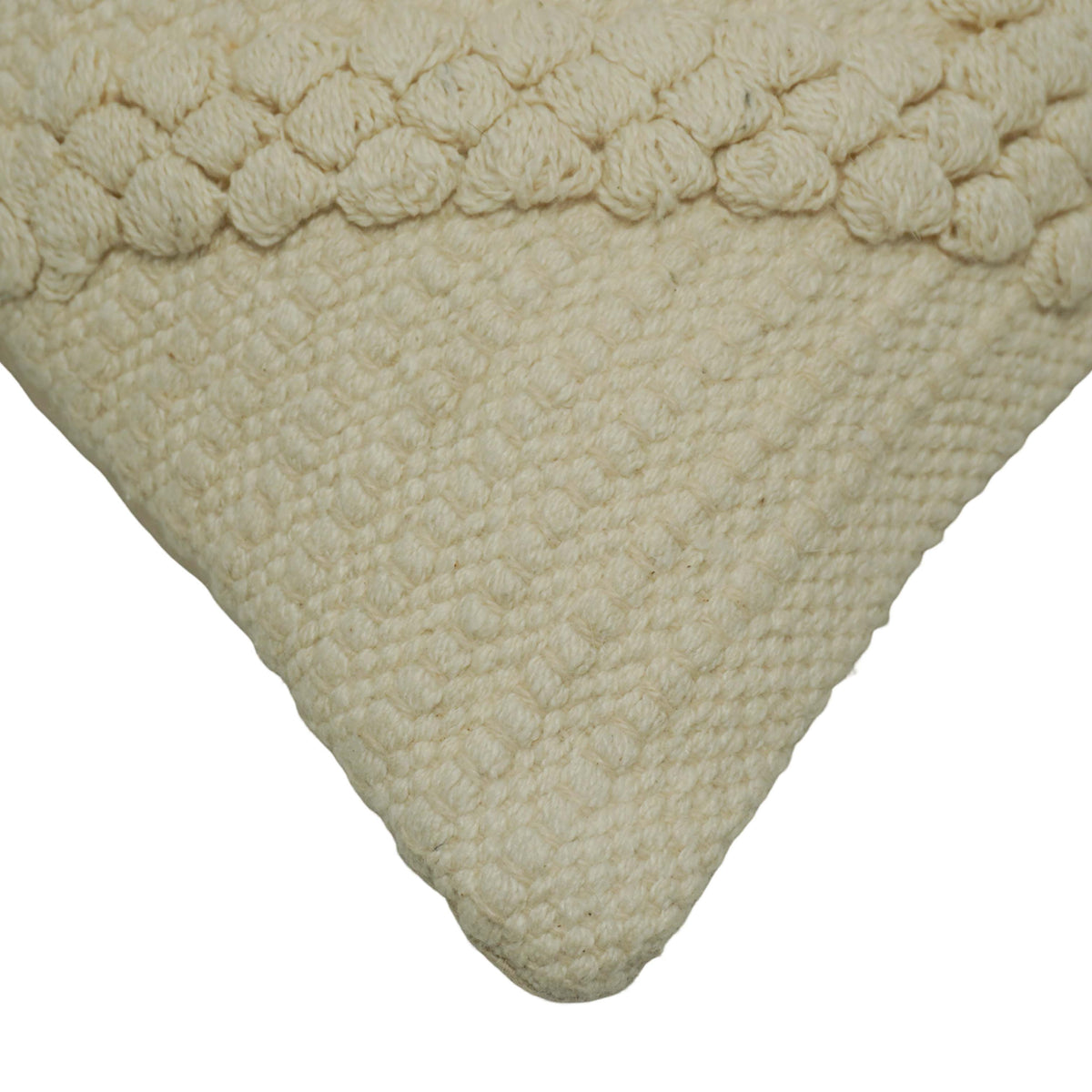 Handwoven Cotton Cushion Cover 45x45 cm | Ivory Textured Geometric Tufted Design | Decorative Throw Pillow Cover | Hidden Zipper | Modern Boho Home Décor