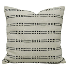 Handwoven Cotton Cushion Cover 45x45 cm | Black & Ivory Woven Striped Throw Pillow Cover | Modern Boho Decorative Cushion Cover | Hidden Zip | 18x18 Inch