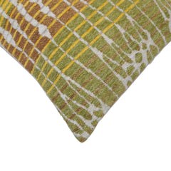Abstract Geometric Jacquard Cotton Cushion Cover 45x45 cm | Woven Decorative Throw Pillow Cover | Mustard, Olive & Brown | Concealed Zip