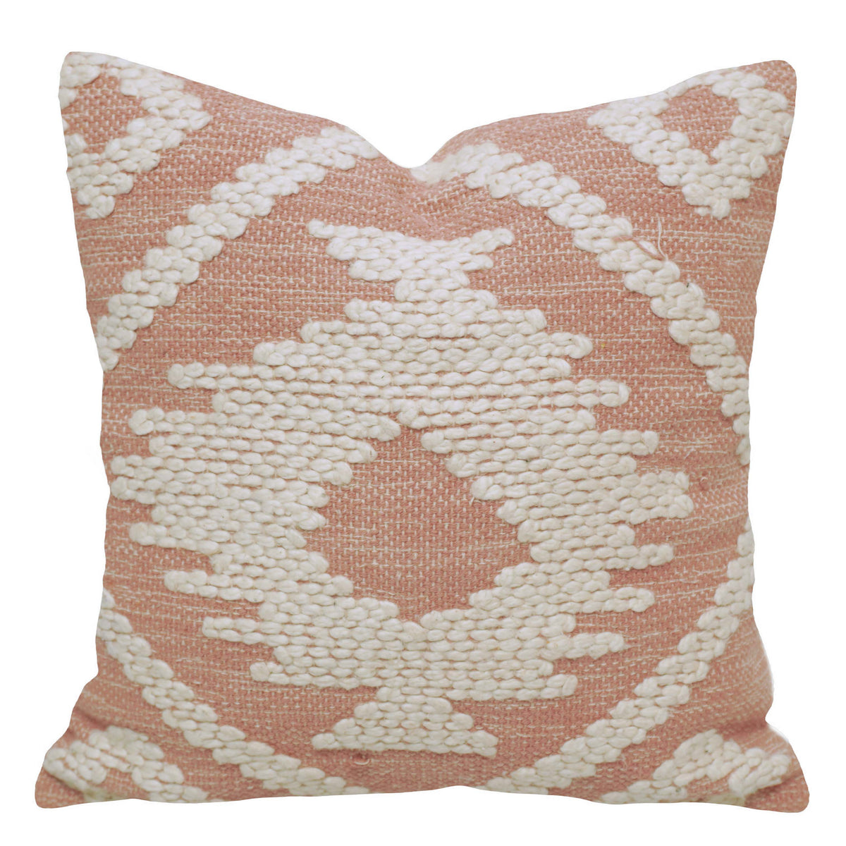Handwoven Peach & Cream Textured Cushion Cover – 45 x 45 cm