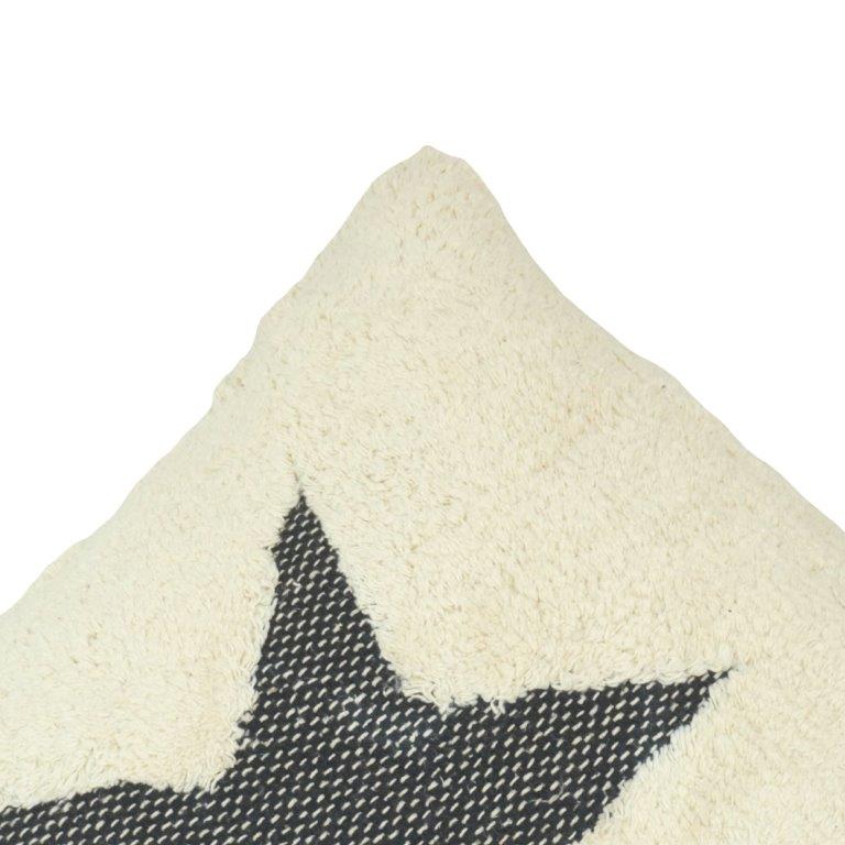 Tufted Star Cotton Cushion Cover – Black & Ivory Textured Throw Pillow Cover 45x45 cm - Bulk manufacturer & supplier from Panipat, India