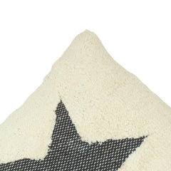 Tufted Star Cotton Cushion Cover – Black & Ivory Textured Throw Pillow Cover 45x45 cm