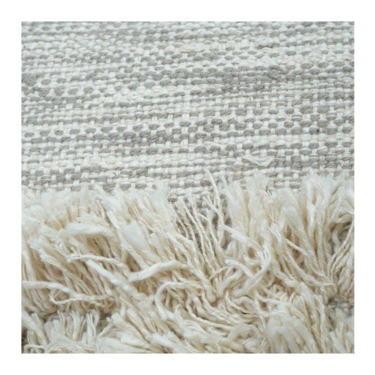 Handmade Cotton Tufted Cushion Cover 45x45 cm | Neutral Textured Boho Throw Pillow | Fringe Stripe Design - Bulk manufacturer & supplier from Panipat, India