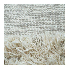 Handmade Cotton Tufted Cushion Cover 45x45 cm | Neutral Textured Boho Throw Pillow | Fringe Stripe Design