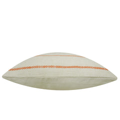 Handwoven Cotton Cushion Cover – Cream & Orange Striped 45 x 45 cm