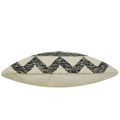 Handmade Cotton Cushion Cover 45x45 cm | Black & Ivory Geometric Woven Throw Pillow Cover | Boho Tribal Decorative Cushion Cover with Hidden Zipper