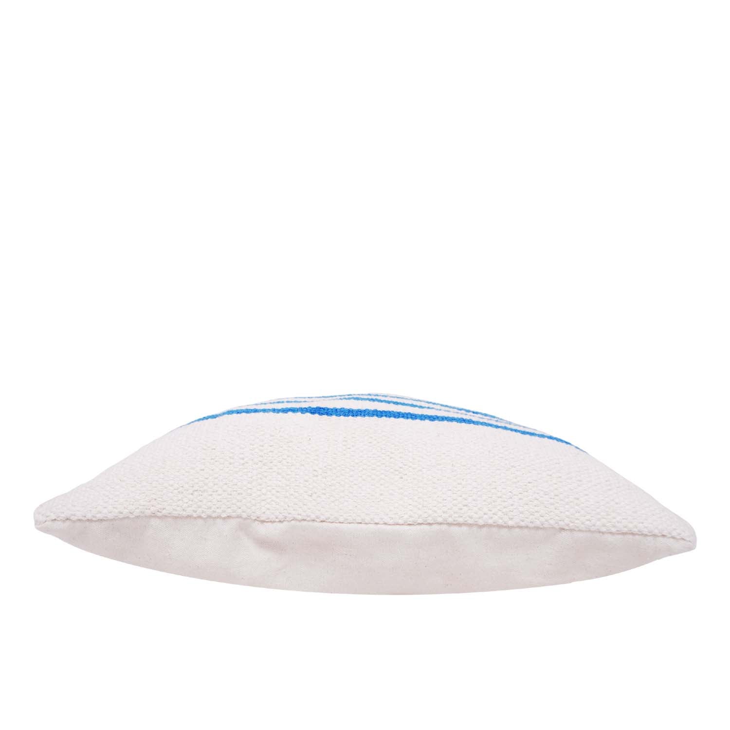 Handwoven Blue & White Striped Cotton Cushion Cover 45x45 cm | Coastal Farmhouse Decorative Pillow Cover