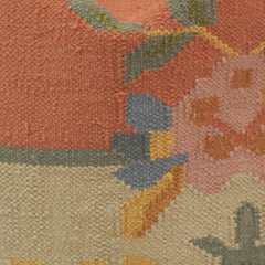 Handwoven Cotton Cushion Cover 45x45 cm | Floral Kilim Inspired Decorative Pillow Cover | Artisan Woven Boho Cushion