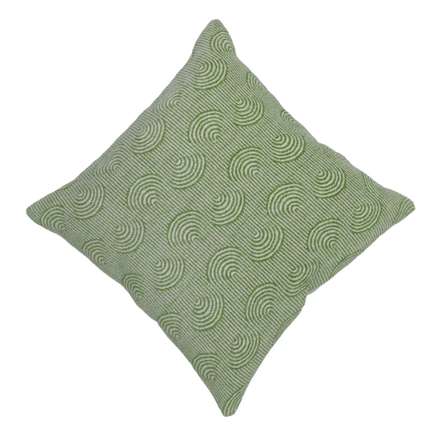 Modern Green Geometric Jacquard Cushion Cover 45x45 cm | Premium Cotton Woven Decorative Throw Pillow Cover with Concealed Zipper