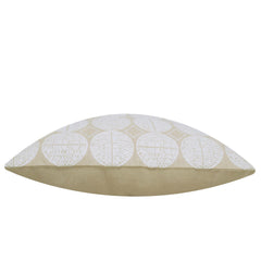 Machine Embroidered Cushion Cover 45x45 cm – Beige & White Geometric Circle Pattern