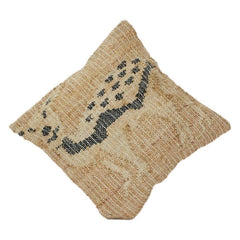 Handwoven Rustic Cotton Cushion Cover 45x45 cm – Textured Natural Fabric with Abstract Tribal Print | Boho Farmhouse Decor