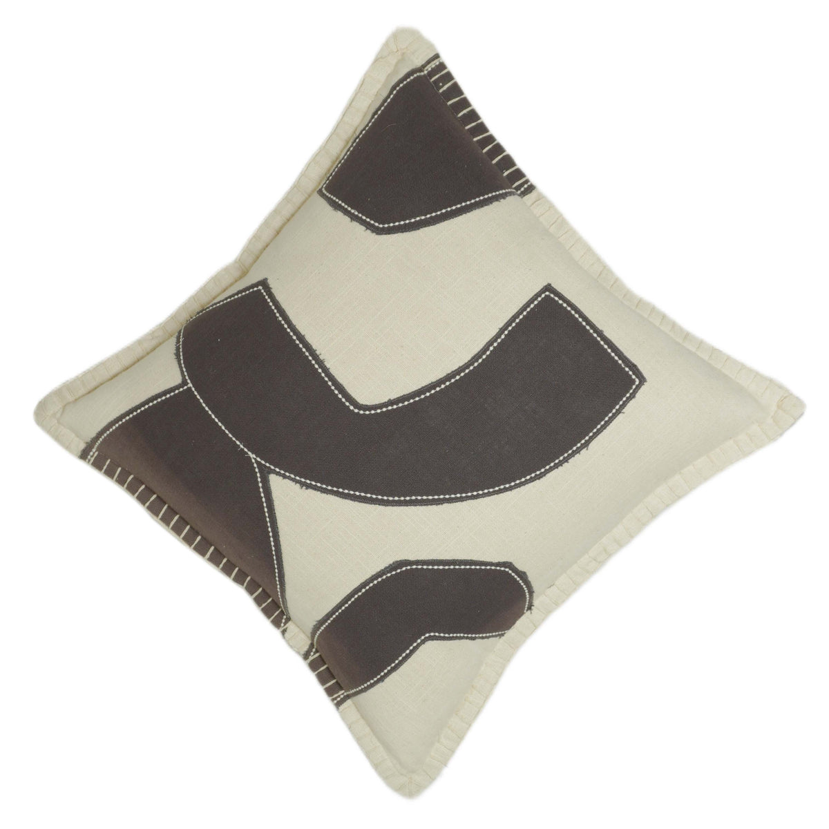 Patchwork Cushion Cover 45x45 cm | Abstract Geometric Design with Ruffled Border