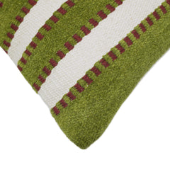 Handwoven Olive Green & Ivory Striped Cushion Cover – 45 x 45 cm