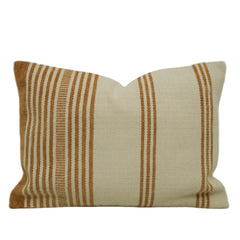 Handwoven Beige & Rust Striped Cushion Cover – 35 x 50 cm | Textured Boho Accent Pillow Cover