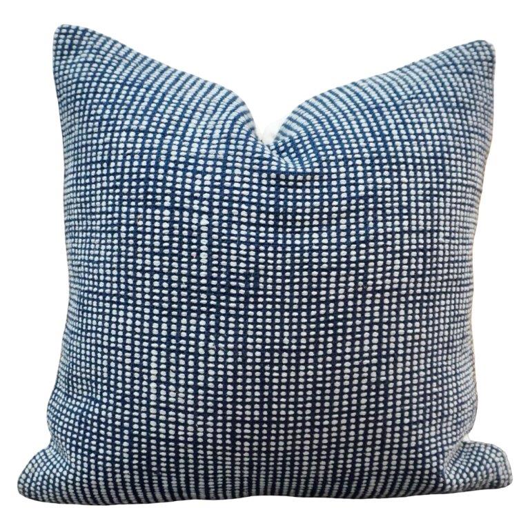 Handmade Indigo Cotton Cushion Cover 45x45 cm | Textured Woven Throw Pillow Cover | Modern Boho Home Décor - Bulk manufacturer & supplier from Panipat, India