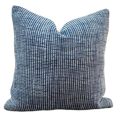 Handmade Indigo Cotton Cushion Cover 45x45 cm | Textured Woven Throw Pillow Cover | Modern Boho Home Décor