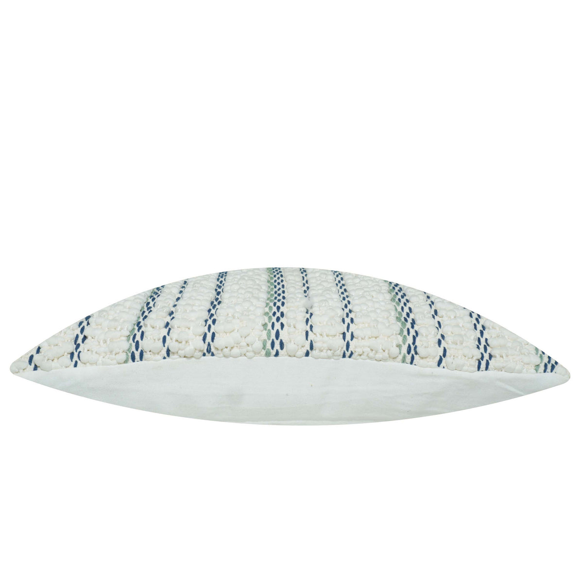 Handwoven Textured Cushion Cover 35x50 cm – Ivory White with Navy Blue Striped Pattern