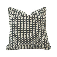 Handmade Cotton Woven Cushion Cover 45x45 cm | Black & Ivory Geometric Stripe Decorative Pillow Cover