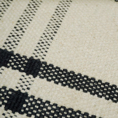 Handwoven Cotton Cushion Cover – Ivory & Charcoal Striped Design, 45 x 45 cm