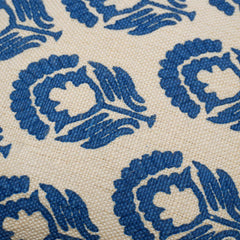Blue Floral Block Print Cotton Cushion Cover 45x45 cm | Decorative Printed Throw Pillow Cover | Hidden Zip | 100% Cotton
