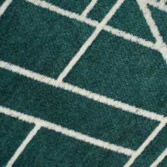 Teal green and ivory geometric jacquard cushion cover 45x45 cm