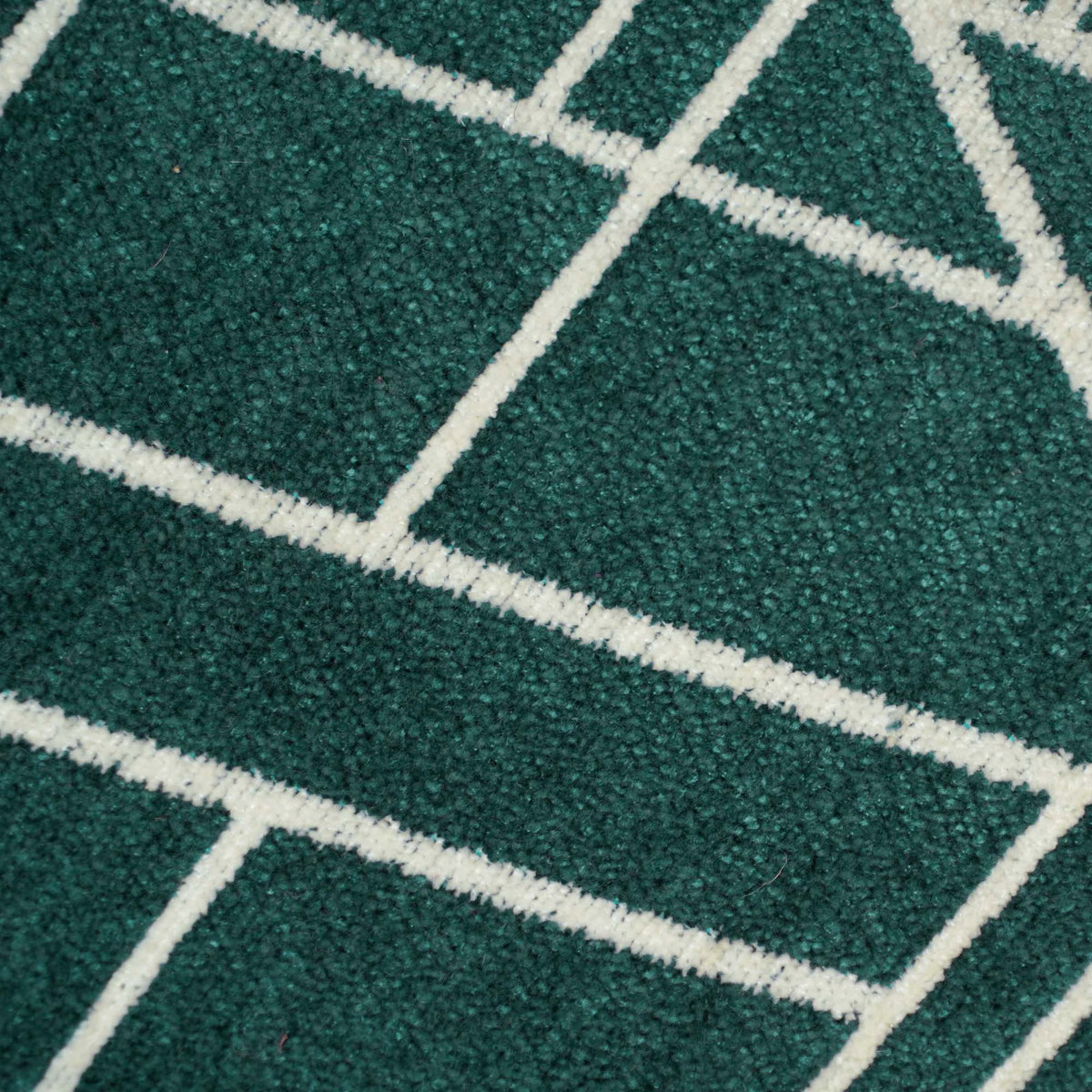 Teal green and ivory geometric jacquard cushion cover 45x45 cm